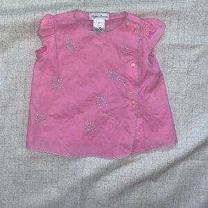 Ralph Lauren Pink Cotton Top with Floral Stitching (6Months)